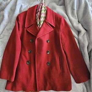 Wool Coat by Calvin Klein Red Peacoat Wool Blend